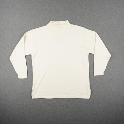 Mamut Damen Pullover Gr. 42 creme Stehkragen Feinstrick Pulli Langarm Schurwolle
