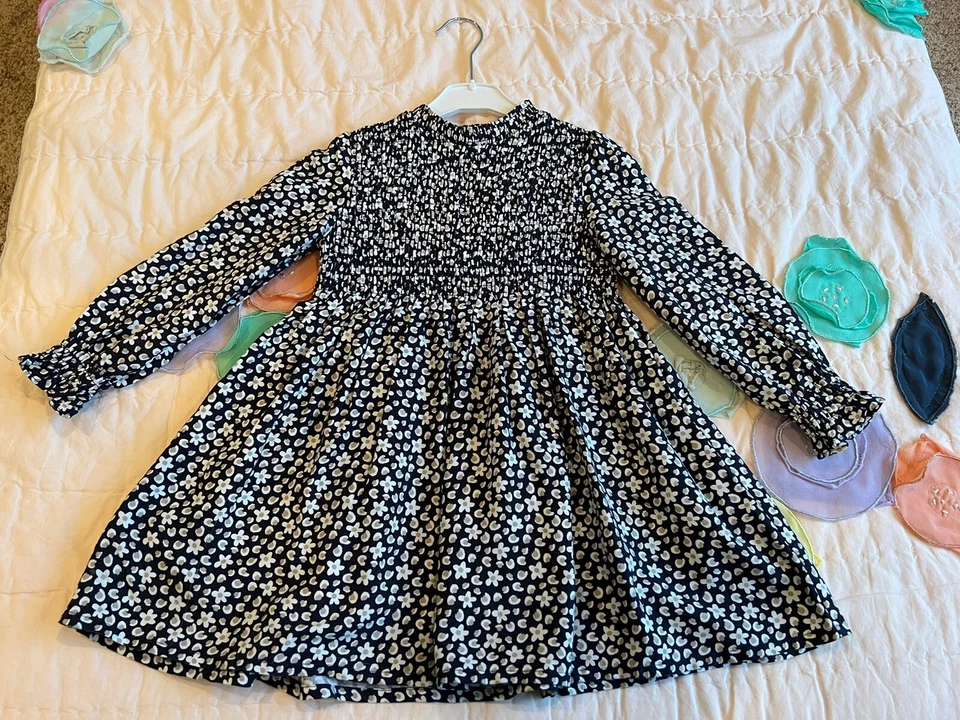 Mayoral Long Sleeves Floral Dress Size 4 (104cm) - Black, White, Light Brown - Image 3 of 4