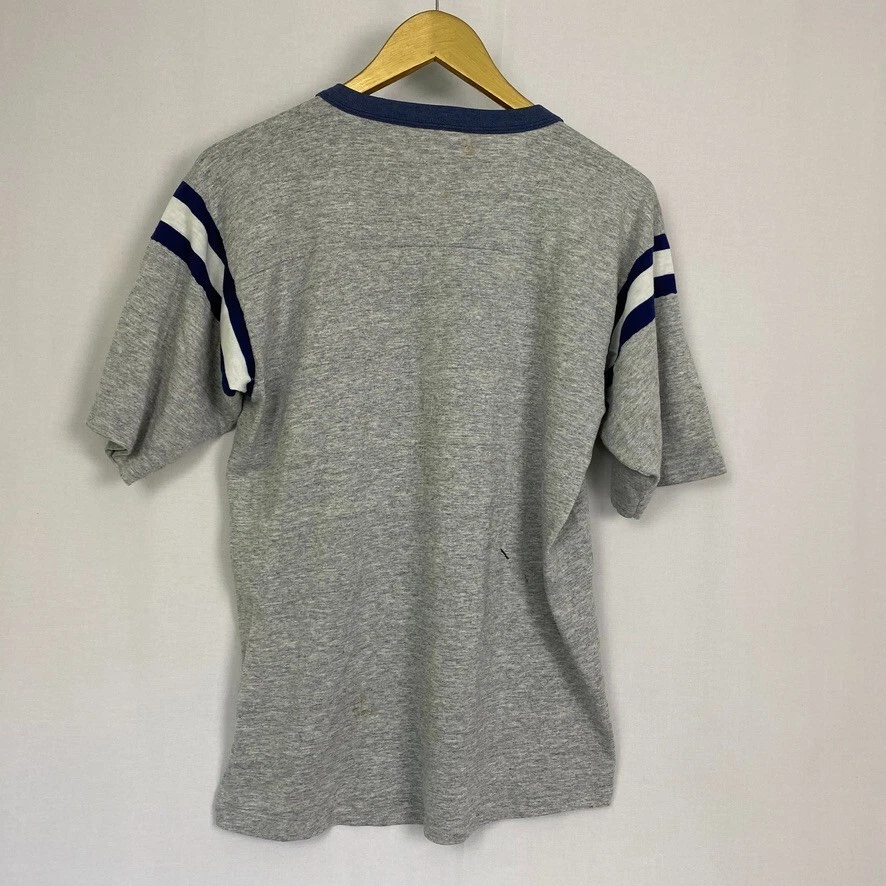 Vintage Duke Blue Devils Ringer T Shirt Mens Medium Gray Distressed 90s - Image 2 of 4