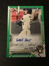 GABE HOLT 2021 BOWMAN GREEN PAPER 1ST ROOKIE AUTO /99 BREWERS PAPR-GH