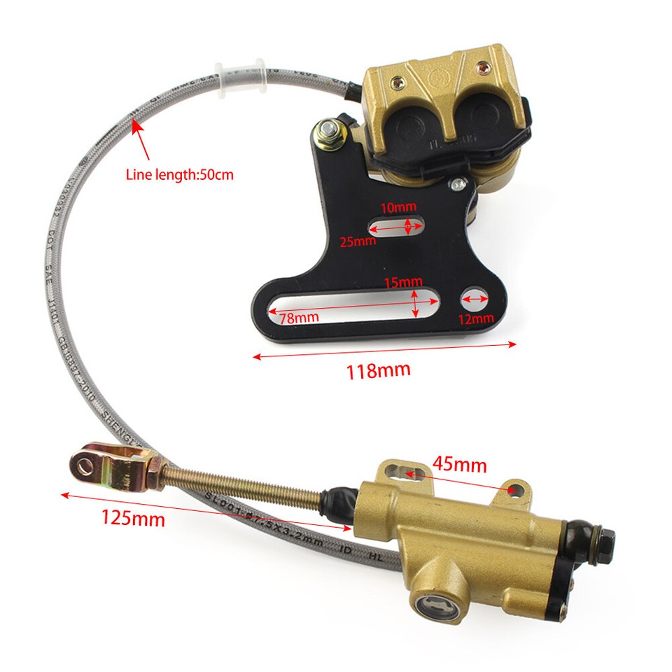 Rear Hydraulic Master Cylinder Brake Caliper Pad Fit Pit Dirt bike