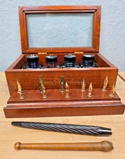 Jean-Pierre Lepine Paris Collectors Calligraphy Pen & Ink Wood Box Set J Herbin