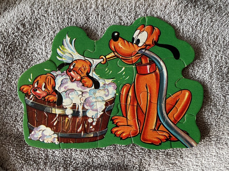 Vintage Disney Pocket Puzzle “Washday” with Pluto Shaped Picture Good 1960’s