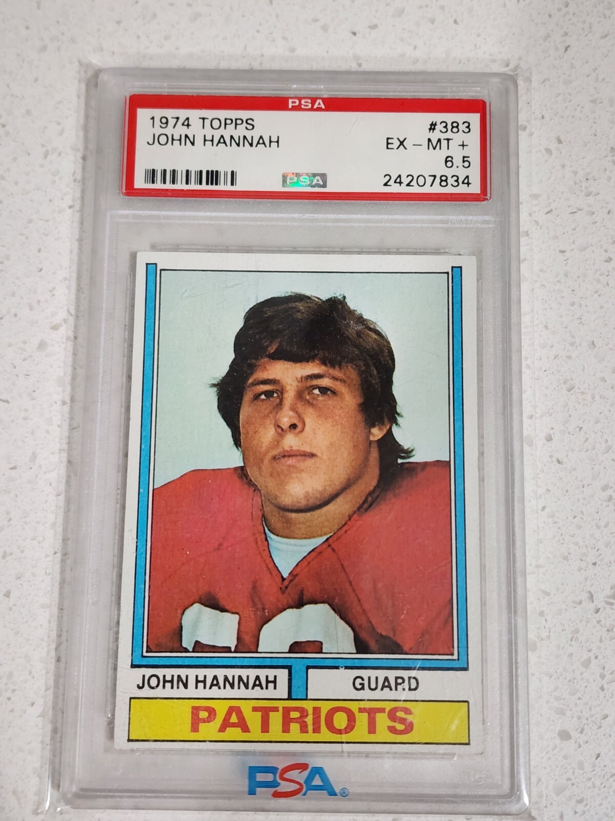 1974 Topps Football JOHN HANNAH Rookie #383 New England Patriots PSA 6.5