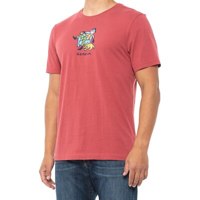 NWT Men's LIFE IS GOOD ''Game On'' Jake w/ Dog Football Faded Red Crusher Tee LG