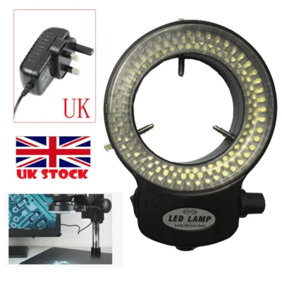 Balck 144 LED Adjustable Ring Light Lamp Illuminator for Stereo Microscope UK