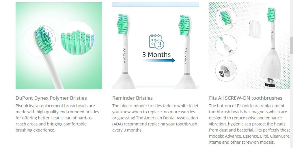 Sonicare Toothbrush Replacement Heads E Series ScrewOn (5 Pack) NEW