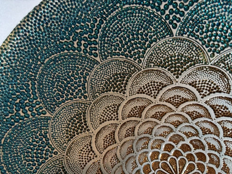 Green And Silver Decorative Glass Bowl eBay