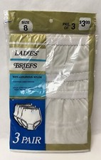 Vtg 1986 Womens 100 Nylon Panties Underwear 3 Pair Pkg Size 8 Sissy FREE SHIP