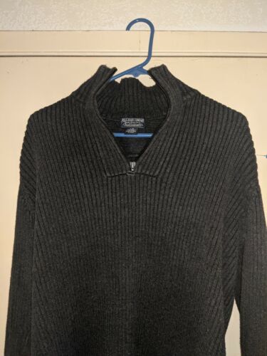 Polo Jeans Co Ralph Lauren MFG Black Standard Issue Ribbed Sweater Sz L 1/4 zip - Picture 1 of 5