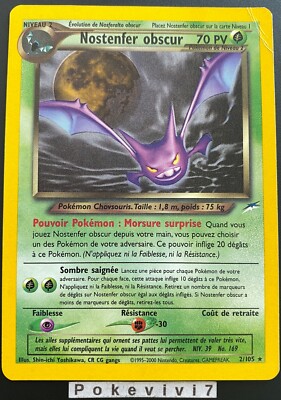 Pokemon Card NOSTENFER OBSCUR 2/105 HOLO Neo Destiny Wizards FR
