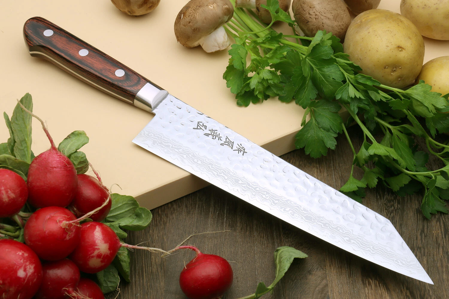 Yoshihiro VG-10 Damascus Kiritsuke Chef Knife - Thumbnail 3