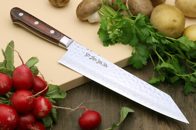Yoshihiro VG-10 16 Layer Hammered Damascus Stainless Steel Kiritsuke Chef Knife