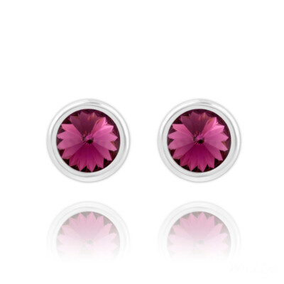 Boucles D'oreilles Cristal Bleu - Argent 925 - Puces Avec Certificat - Neuf étiqueté