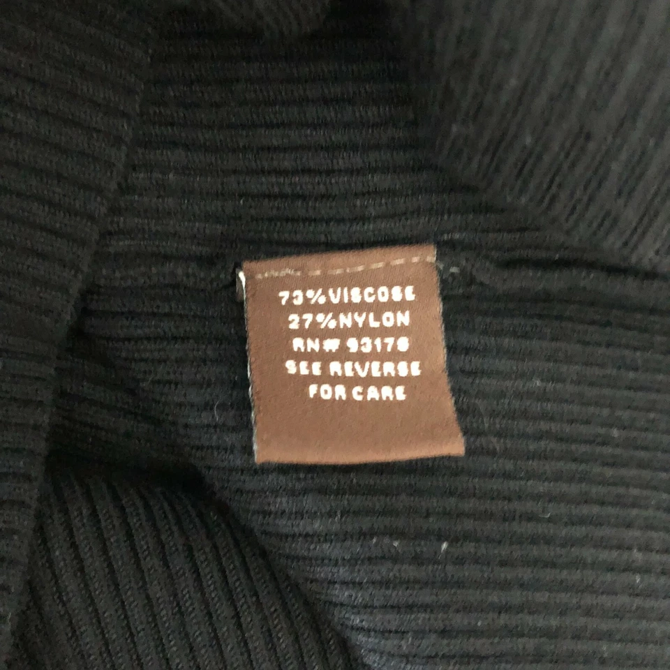 Top de mujer Adrienne Vittadini tejido acanalado cuello en V torcido manga corta negro talla M Foto 4 de 4