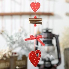 Red Wooden Hearts Christmas Hanging Ornament