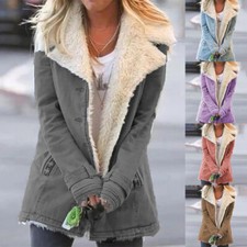 Womens Fleece Fur Lined Parka Coat Ladies Winter Warm Jacket Thick Overcoat Tops