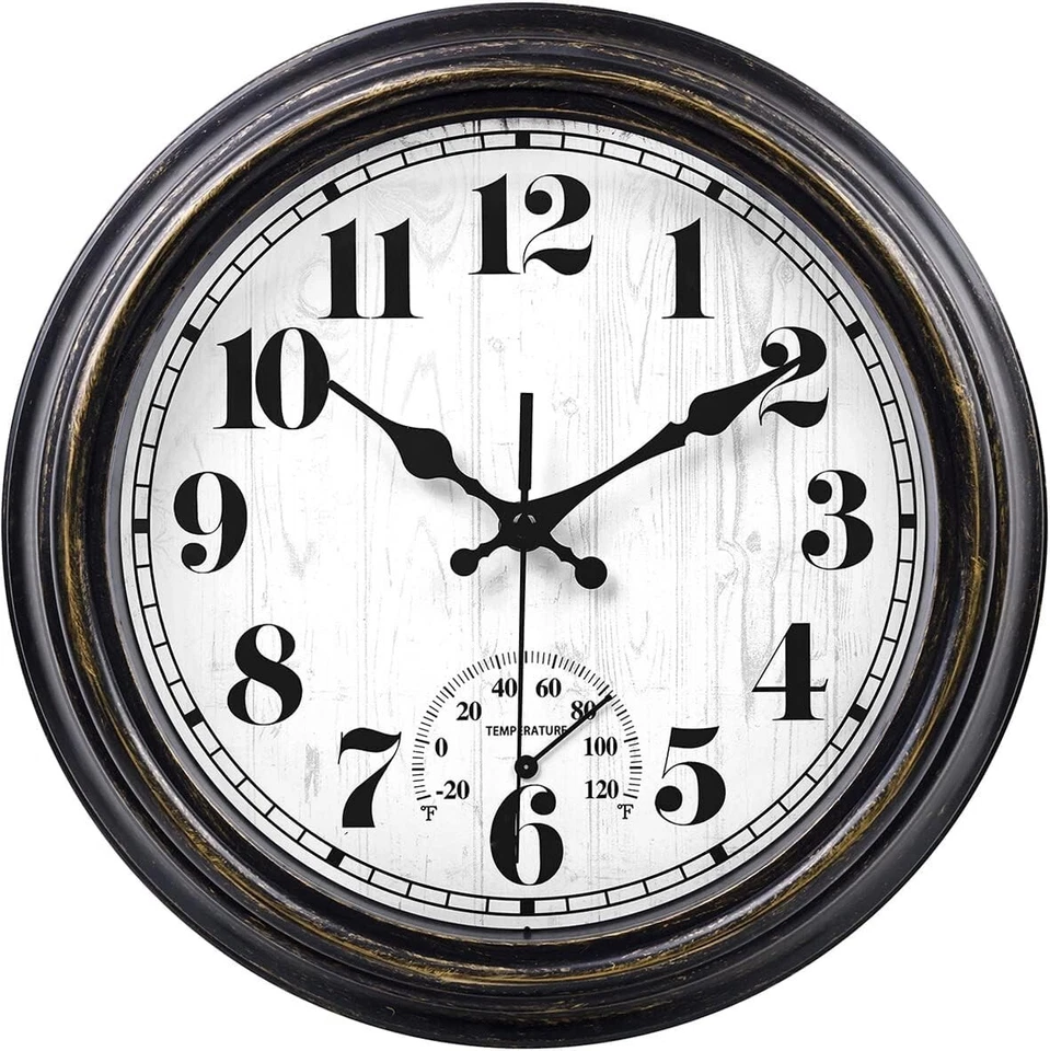 Classic Retro 12" Wall Clock for Indoor/Outdoor Use – Non-Ticking & Waterproof - Image 3 of 4