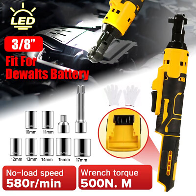 Electric Cordless Ratchet Wrench 3/8'' For DEWALT 20V MAX Battery 70Ft-lbs 580RPM