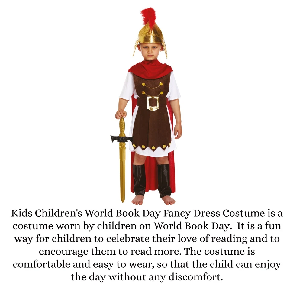 Kids Roman General Fancy Dress Costume - Gladiator Halloween Book Week UK - Image 3 of 4