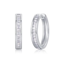 Real D Color VVS1 Moissanite Huggie Hoop Earrings Ladies 925 Sterling Silver