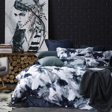 100 Long Staple Cotton Duvet Cover Set Navy Blue Leaves Watercolor Pattern Comf