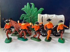 Swoppets 6 Cowboys ORANGE Tree Carriage Diorama Circa 1970s - Sh. WILD WEST PICTURES