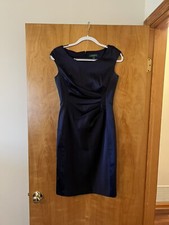 Lauren Ralph Lauren Sapphire Navy Cinched Waist Sheath Dress Cocktail Party Sz 4