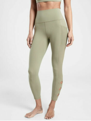 Athleta XXSP Petite Olive Salutation Stash Pocket II 7/8 Yoga Tight