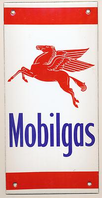 Retro Emaille-Schild ''Mobilgas'' Tankstelle Exxon Pegasus Werkstatt 200x100mm Neu