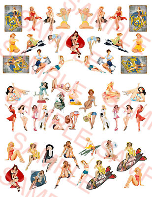 #ad Nose Art Pin Ups Water Slide Decals model airplane pin up girls $11.99