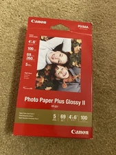 Canon inkjet 4"x6" Photo Paper Plus Glossy II, 4 x 6, 100 Sheets, New