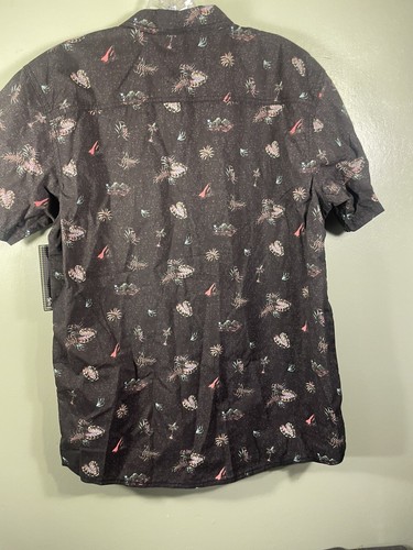 NWT Burnside Boy's Button UpWoven Shirt Black X-Large (US: 18) Hawaiian - Picture 5 of 9