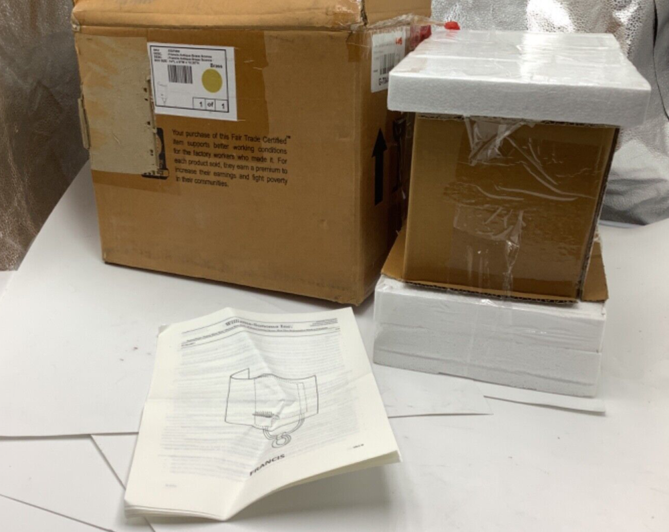 POTTERY BARN Francis Antique Brass Shaded Sconce 05327080 NEW eBay