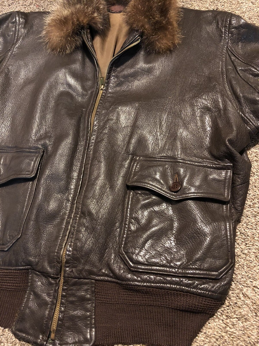 Vintage Bauer USN US Navy G-1 Flight Jacket 55J14 N3835 Coat