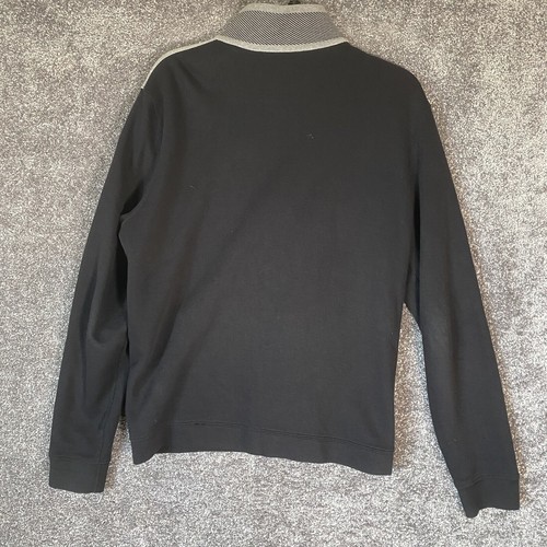 Hugo Boss Sweater Jacket Mens Medium Black Track Full Zip Mock Neck Athleisure - Picture 2 of 15