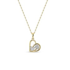 14K Yellow Gold 0.06 Cttw Natural Diamond Heart Shape Pendant Necklace 18" inch