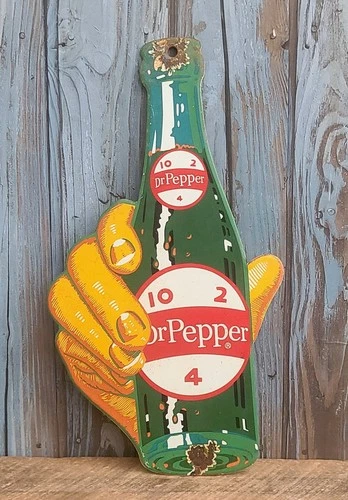 Vintage Dr Pepper Porcelain Metal Enamel Soda Pop Advertising Sign