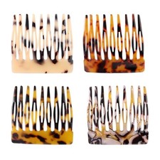 4pcs French Hair Side Comb, Leopard Small French Side Comb Decorative Twist
