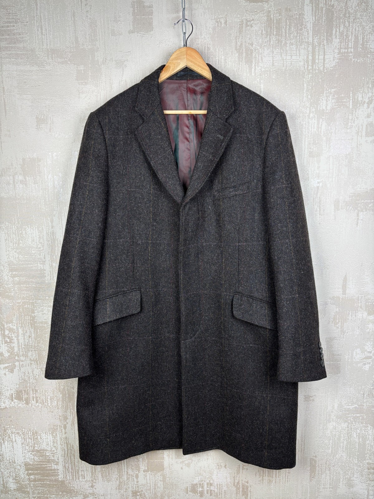 Blue Harbour M&S Yorkshire Tweed by Moon Wool Coat Men's Size XL Dark Brown