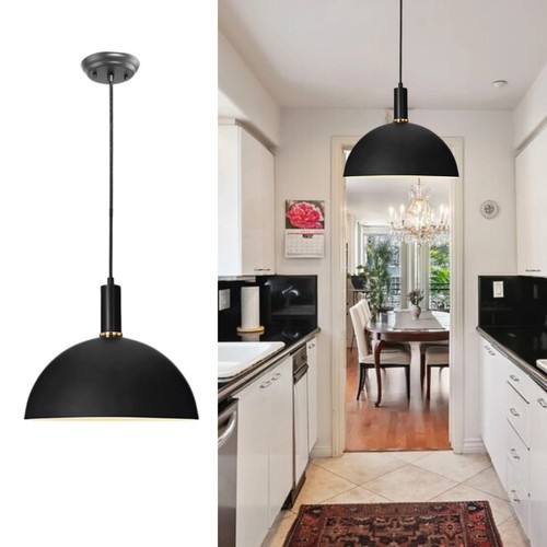 Metal Pendant Ceiling Light Fitting Black Dome Lamp Shade Modern Kitchen Bedroom - Picture 12 of 22