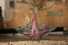 Murano Lavorazione Art Glass Basket - Italy - Crystal Clear