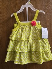 NWT Size 3M Carter's 1 piece lime green ruffle dress w/ white dots diaper cover
