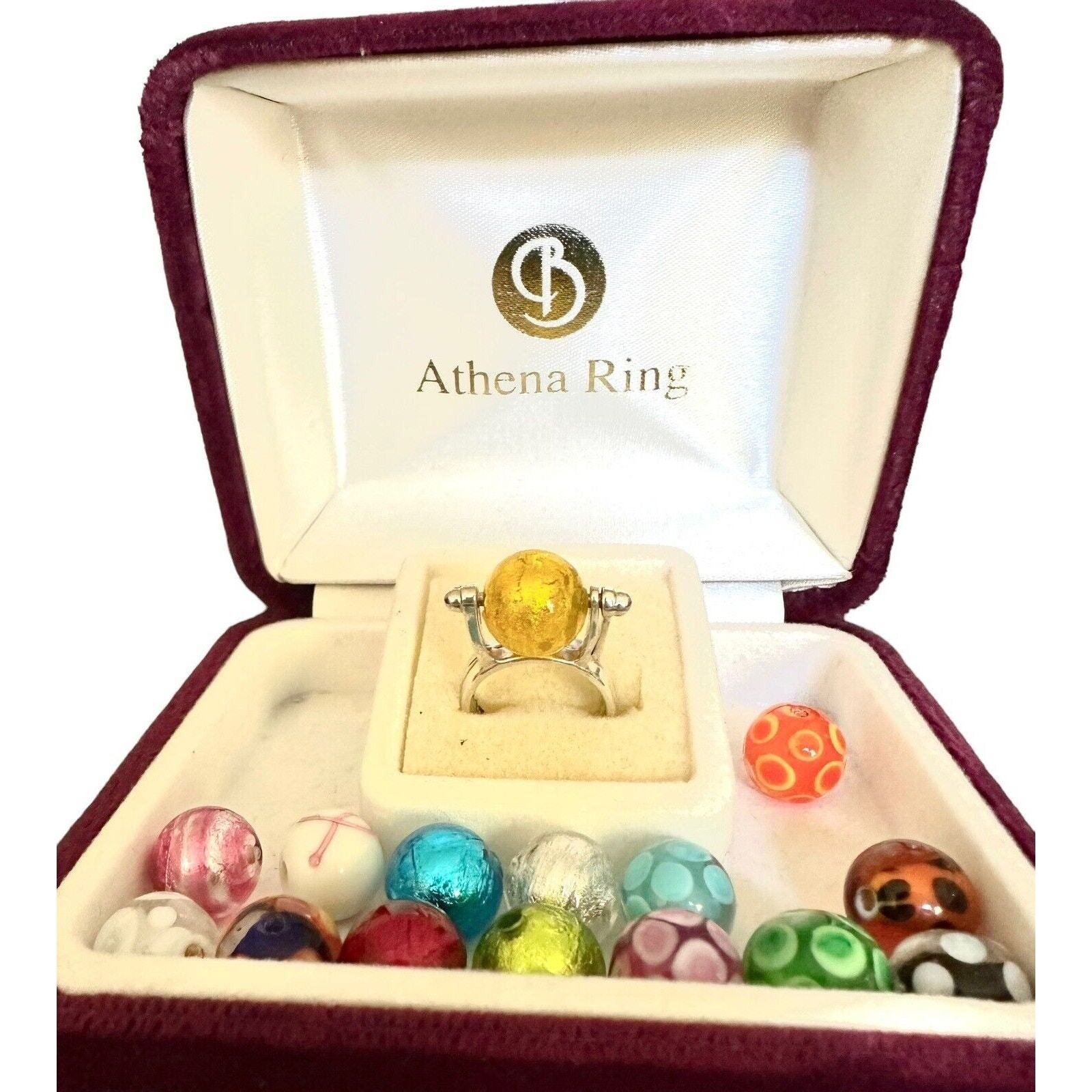 Original Sterling Interchangeable Bead Ring With 14- 8mm Venetian Beads NIB SET