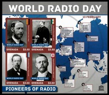 Grenada 2013 - UN World Radio Day - Sheet of 4 IMPERF Stamps - Scott #3938 - MNH