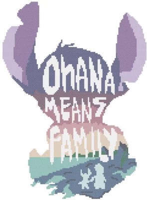 OHANA MEANS FAMILY STITCH SILHOUETTE KREUZSTICHMUSTER