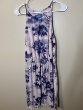 Simply Vera Wang Lightweight Sleeveless Pink And Navy Watercolor Tie Dye Dress