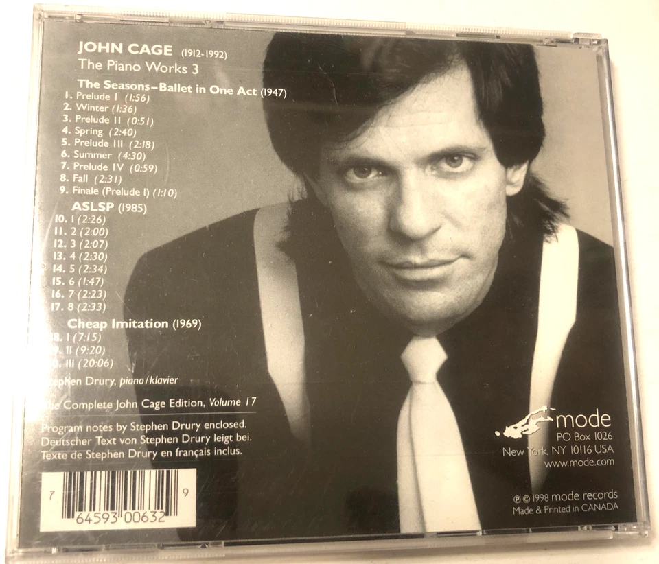 John Cage The Piano Works 3 The Seasons Aslp Cheap Imitation CD Stephen Drury Foto 2 de 4