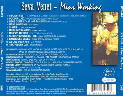 SEVA VENET - MEN'S WORKING * NEW CD