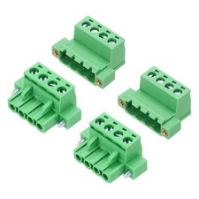 2Set Male Female 5.08mm 4 Pin PCB Screw Mount Terminal Block Connector, Green